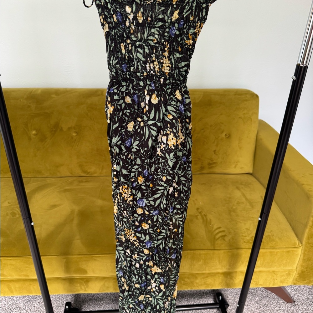 Astr Black and Green Floral Maxi Dress